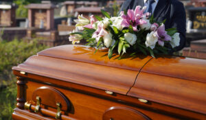 Casket at burial