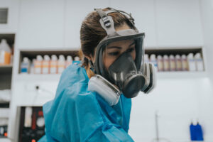Female Embalmer with PPE