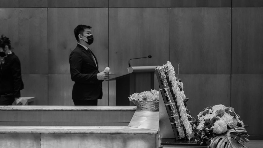 Jacky, one of Serenity Casket's funeral directors at a funeral