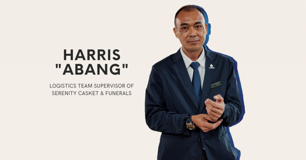 Harris 'Abang', the Logistics Team Supervisor of Serenity Casket & Funerals